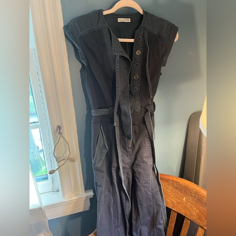 Ulla Johnson Black Sleeveless Jumpsuit with Cascading Details